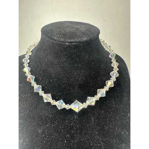 Vintage 1950s Aurora Borealis Crystal Bead Single Strand Necklace, 12 Inches - Picture 4 of 4